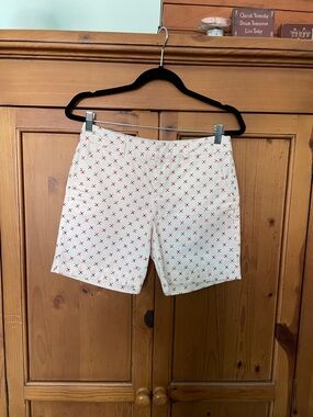 Tommy Hilfiger White Shorts with Red Micro Print